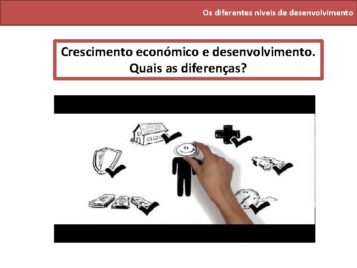 Os diferentes níveis de desenvolvimento Crescimento económico e desenvolvimento. Quais as diferenças? 