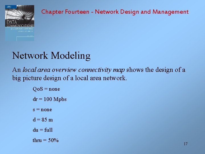 Chapter Fourteen - Network Design and Management Network Modeling An local area overview connectivity