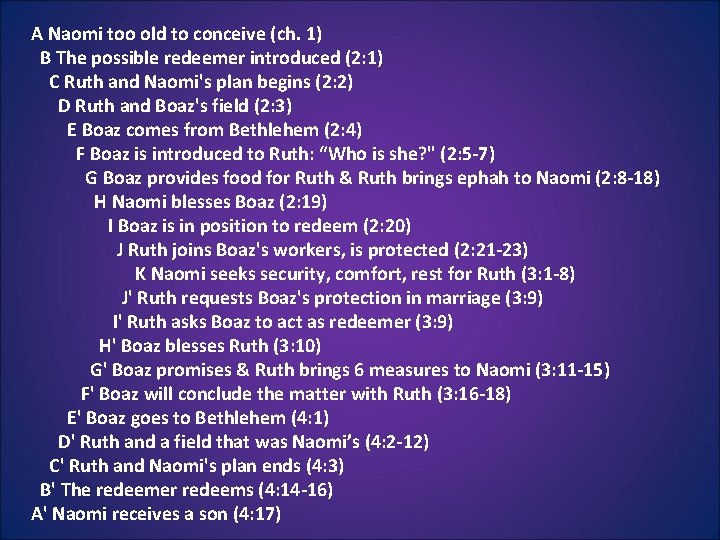 A Naomi too old to conceive (ch. 1) B The possible redeemer introduced (2: A Naomi too old to conceive (ch. 1) B The possible redeemer introduced (2: