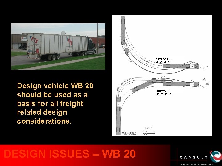 REVERSE MOVEMENT Design vehicle WB 20 should be used as a basis for all