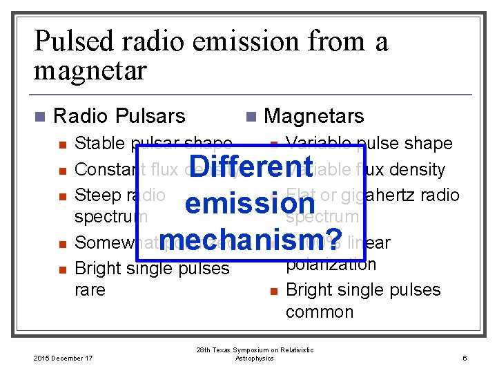 Pulsed radio emission from a magnetar n Radio Pulsars n n n Stable pulsar