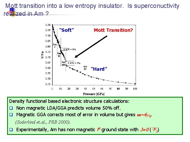 Mott transition into a low entropy insulator. Is superconuctivity realized in Am ? “Soft”