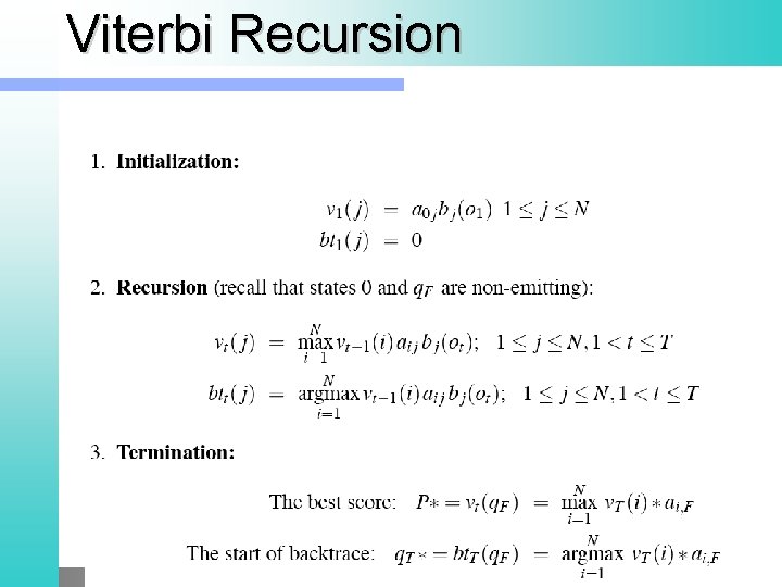 Viterbi Recursion 