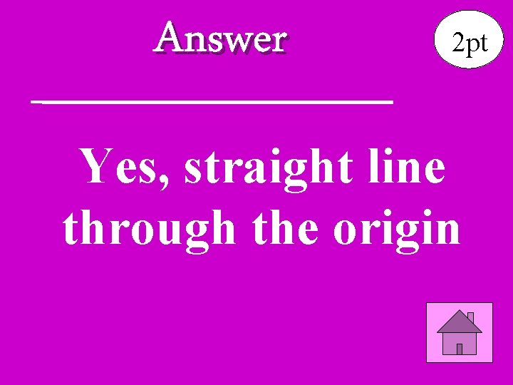 Answer 2 pt Yes, straight line through the origin 
