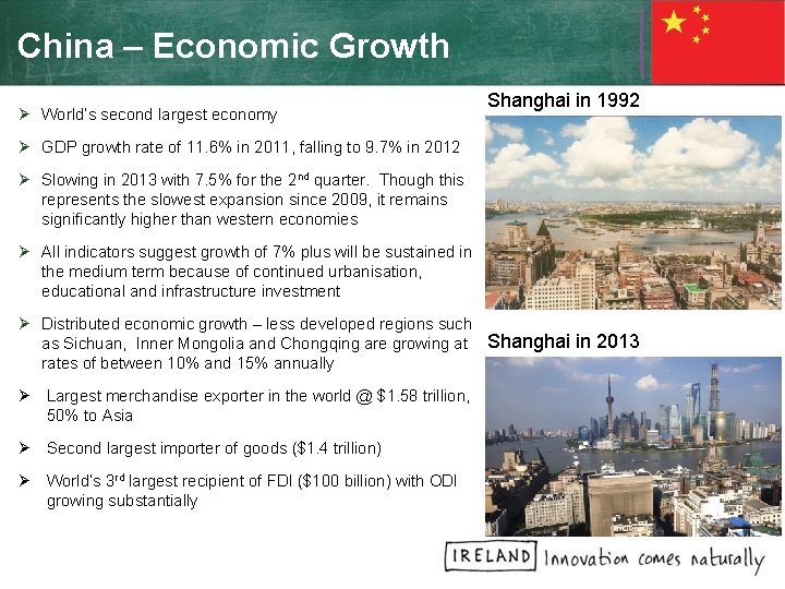 China – Economic Growth Ø World’s second largest economy Shanghai in 1992 Ø GDP