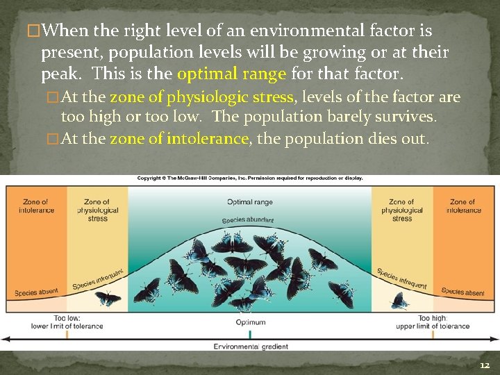 �When the right level of an environmental factor is present, population levels will be