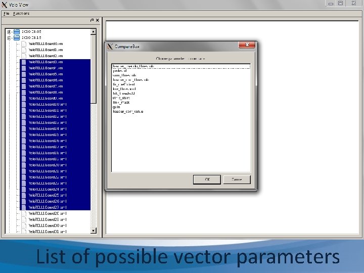 List of possible vector parameters 