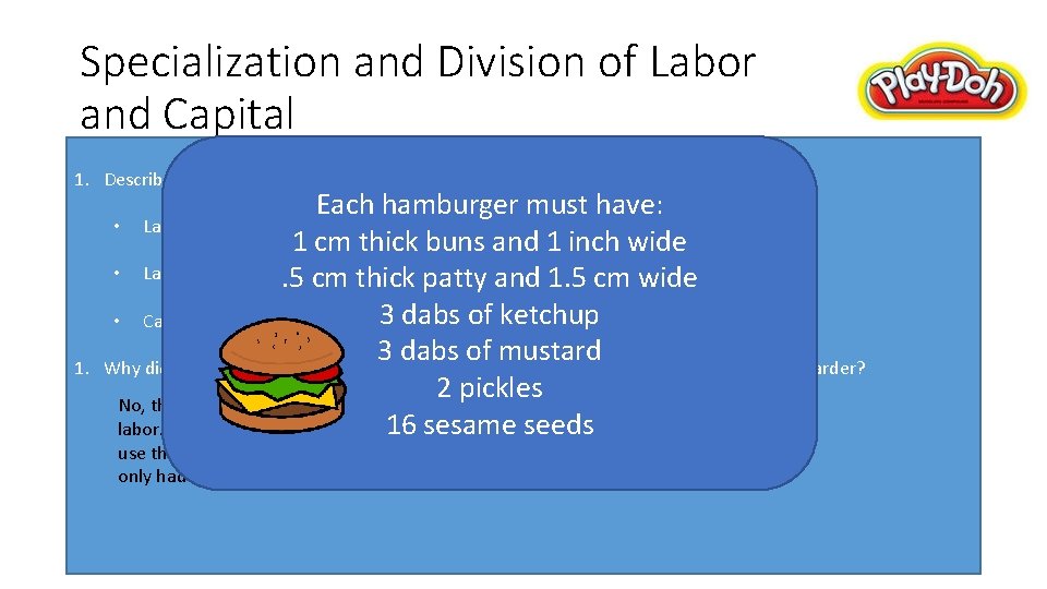 Specialization and Division of Labor and Capital Part 1: Making Production More Efficient 1.