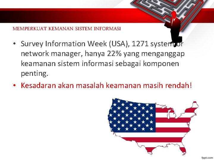 MEMPERKUAT KEMANAN SISTEM INFORMASI • Survey Information Week (USA), 1271 system or network manager,