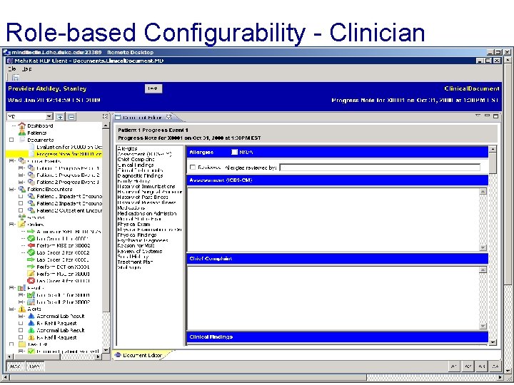 Role-based Configurability - Clinician End Slide 