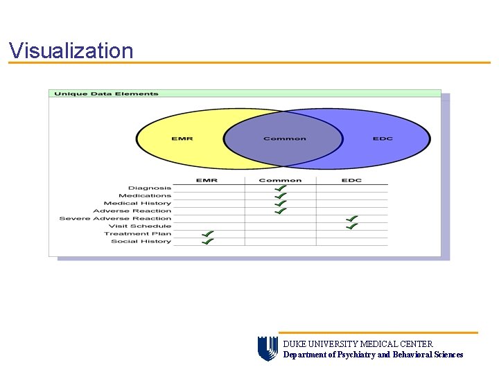 Visualization DUKE UNIVERSITY MEDICAL CENTER Department of Psychiatry and Behavioral Sciences 