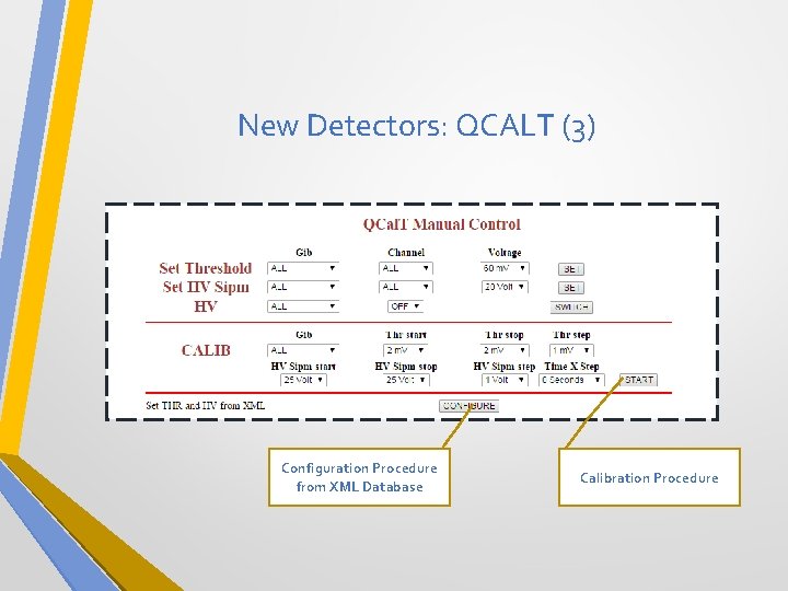 New Detectors: QCALT (3) Configuration Procedure from XML Database Calibration Procedure 