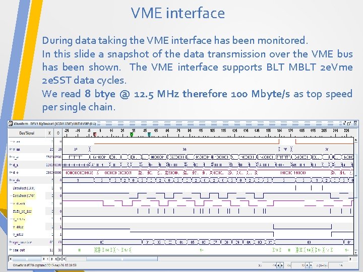 VME interface During data taking the VME interface has been monitored. In this slide