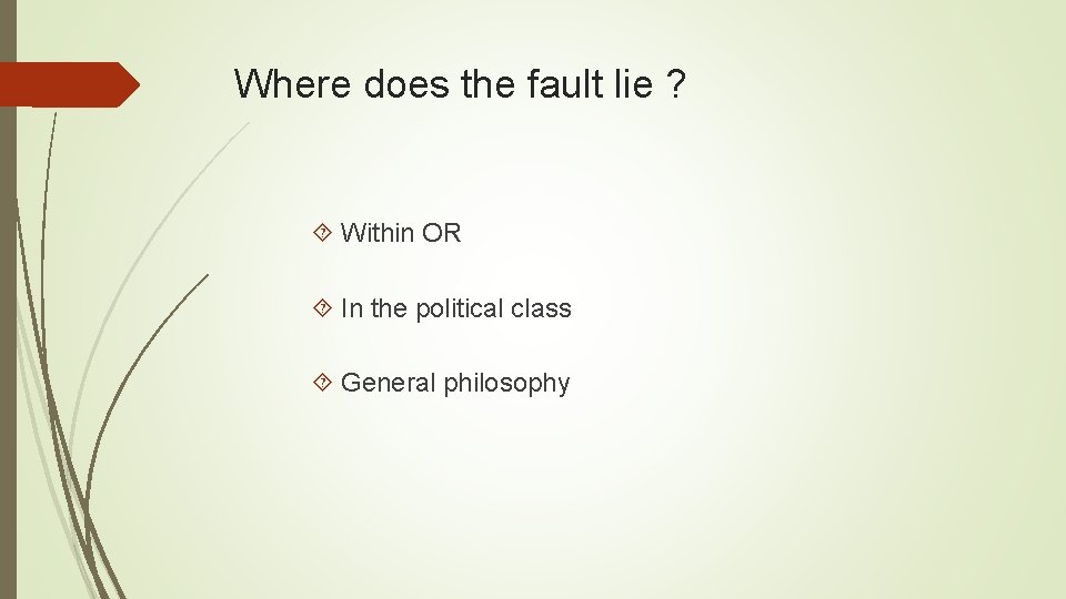 Where does the fault lie ? Within OR In the political class General philosophy