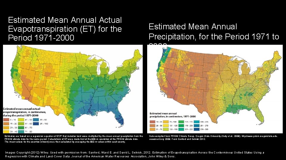 Estimated Mean Annual Actual Evapotranspiration (ET) for the Period 1971 -2000 Estimates are based