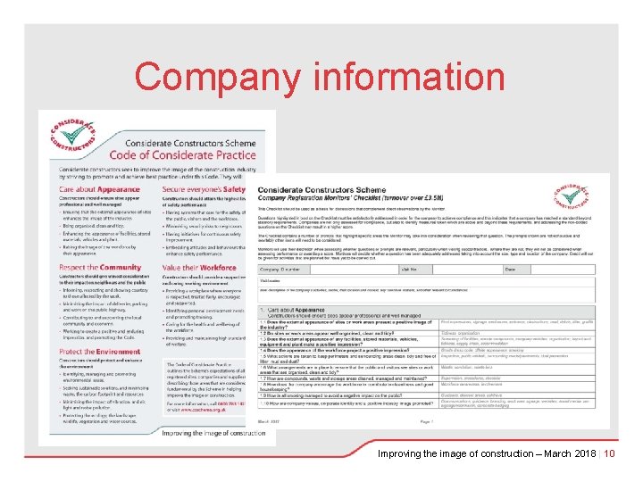 Company information Improving the image of construction – March 2018 | 10 