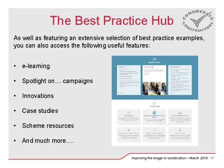 The Best Practice Hub As well as featuring an extensive selection of best practice
