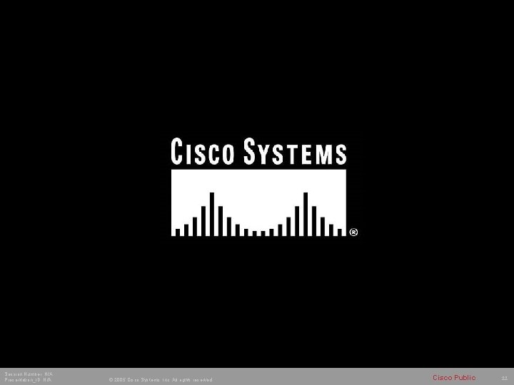 Session Number: N/A Presentation_ID: N/A © 2005 Cisco Systems, Inc. All rights reserved. Cisco