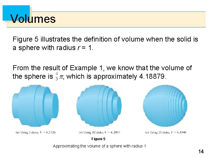 Volumes Figure 5 illustrates the definition of volume when the solid is a sphere