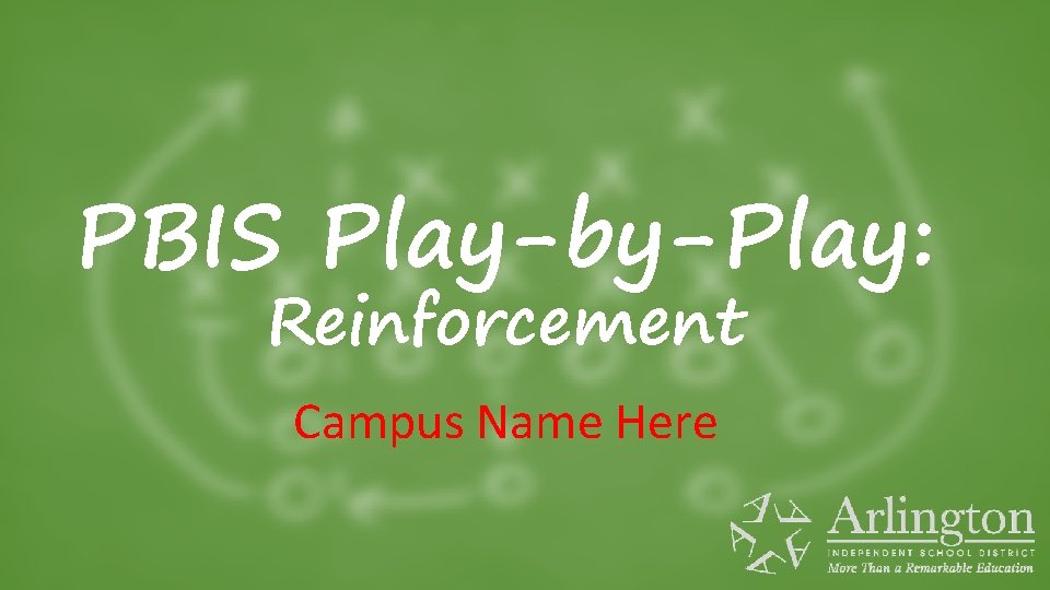 PBIS Play-by-Play: Reinforcement Campus Name Here 