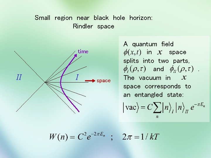 Small region near black hole horizon: Rindler space time II I space A quantum