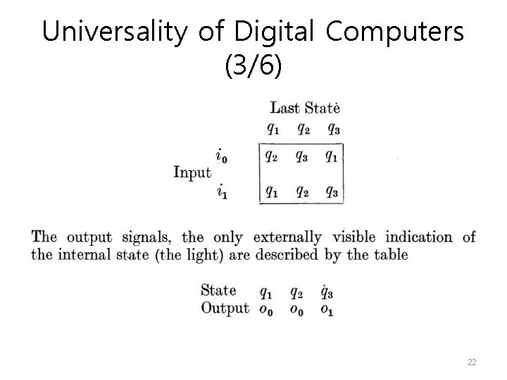 Universality of Digital Computers (3/6) 22 