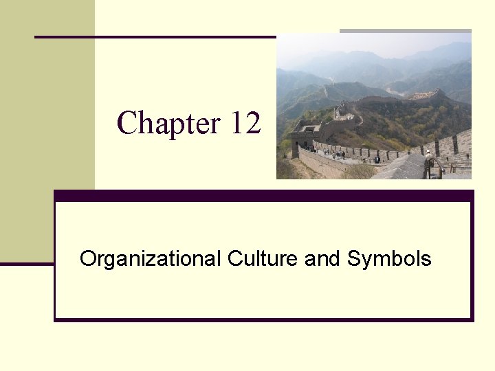 Chapter 12 Organizational Culture and Symbols 
