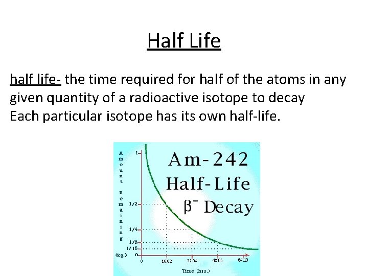 Half Life half life- the time required for half of the atoms in any Half Life half life- the time required for half of the atoms in any