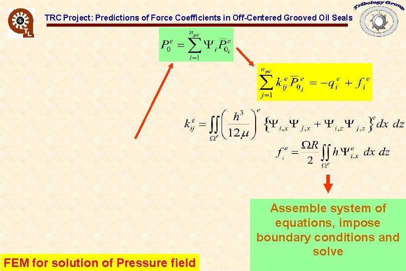 TRC Project: Predictions of Force Coefficients in Off-Centered Grooved Oil Seals FEM for solution