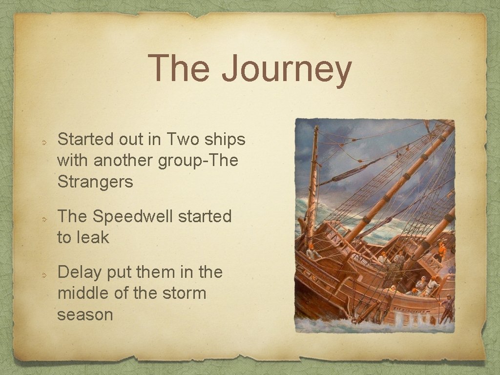 The Journey Started out in Two ships with another group-The Strangers The Speedwell started