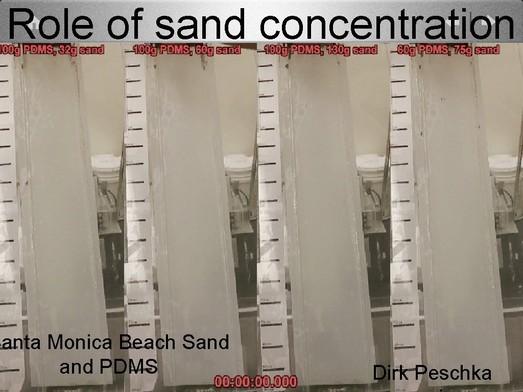 Role of sand concentration Santa Monica Beach Sand PDMS Dirk Peschka 