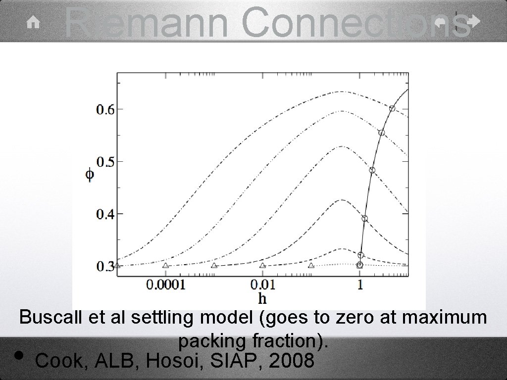 Riemann Connections Buscall et al settling model (goes to zero at maximum packing fraction).