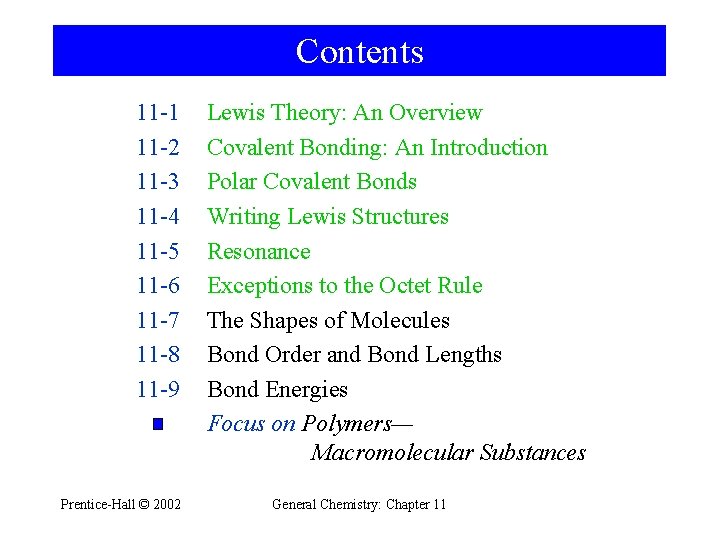 Contents 11 -1 11 -2 11 -3 11 -4 11 -5 11 -6 11