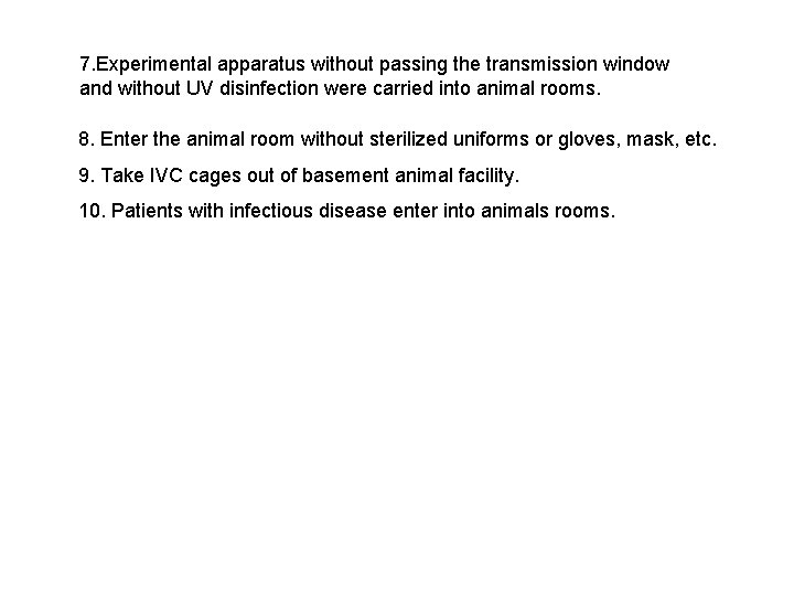 7. Experimental apparatus without passing the transmission window and without UV disinfection were carried