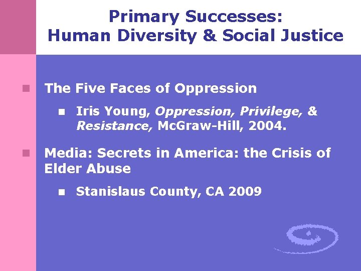 Primary Successes: Human Diversity & Social Justice n The Five Faces of Oppression n