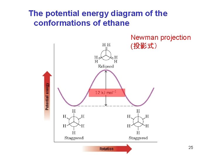 The potential energy diagram of the conformations of ethane Newman projection (投影式） Chapter 4