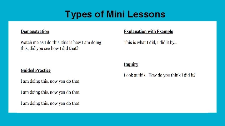 Types of Mini Lessons 