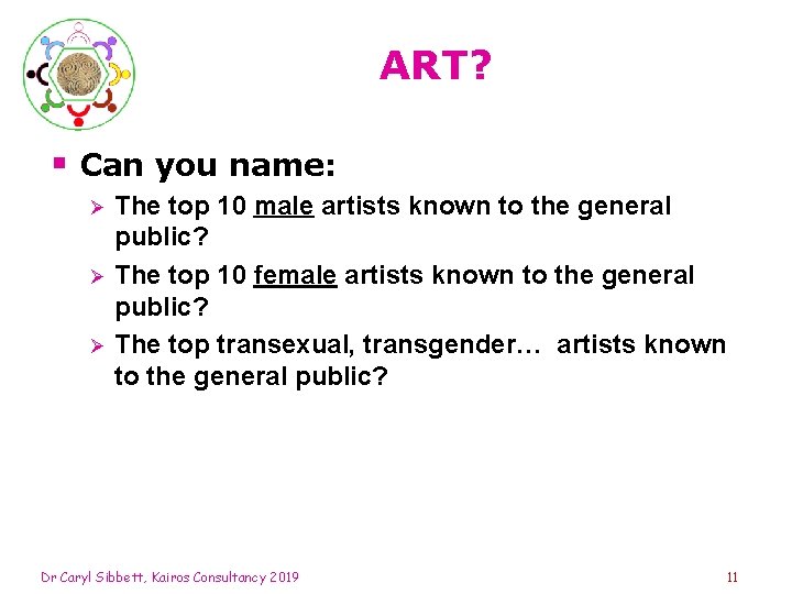 ART? § Can you name: Ø Ø Ø The top 10 male artists known
