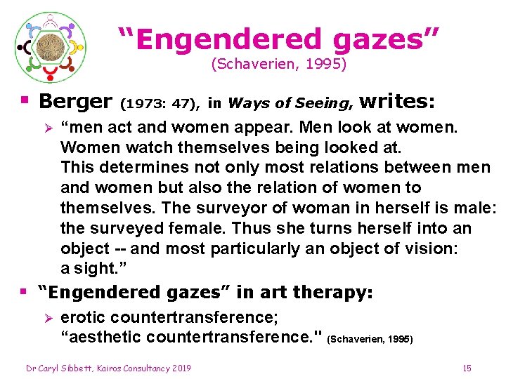 “Engendered gazes” (Schaverien, 1995) § Berger (1973: 47), in Ways of Seeing, writes: “men