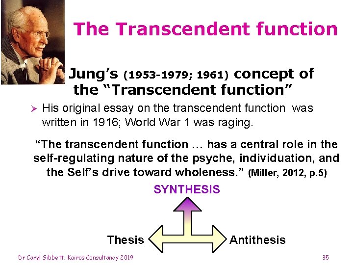 The Transcendent function § Jung’s (1953 -1979; 1961) concept of the “Transcendent function” Ø