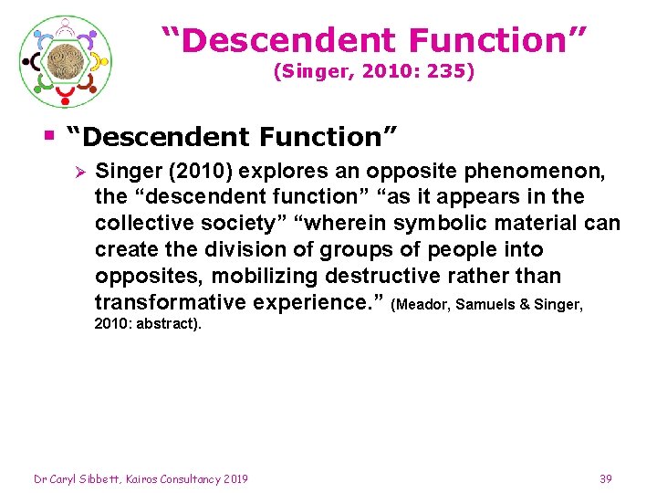 “Descendent Function” (Singer, 2010: 235) § “Descendent Function” Ø Singer (2010) explores an opposite