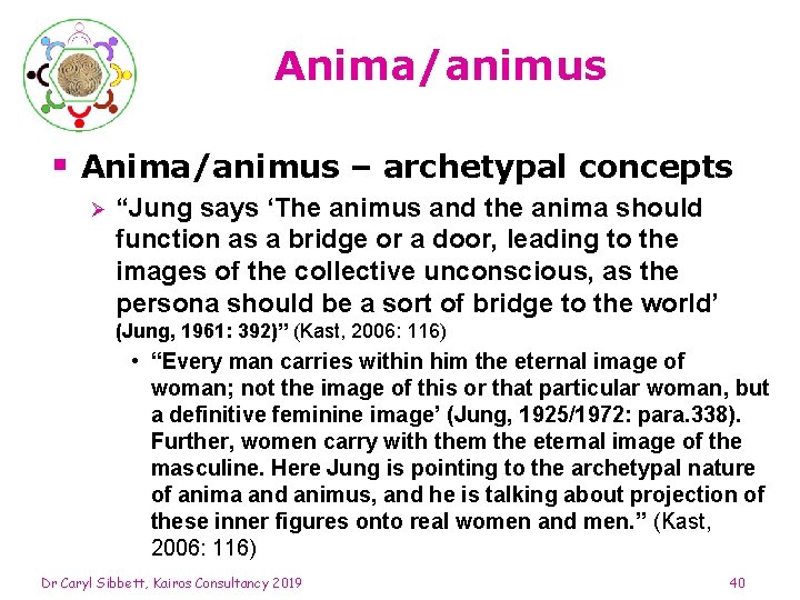 Anima/animus § Anima/animus – archetypal concepts Ø “Jung says ‘The animus and the anima