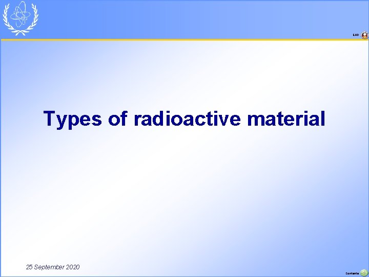 END Types of radioactive material 25 September 2020 Contents 