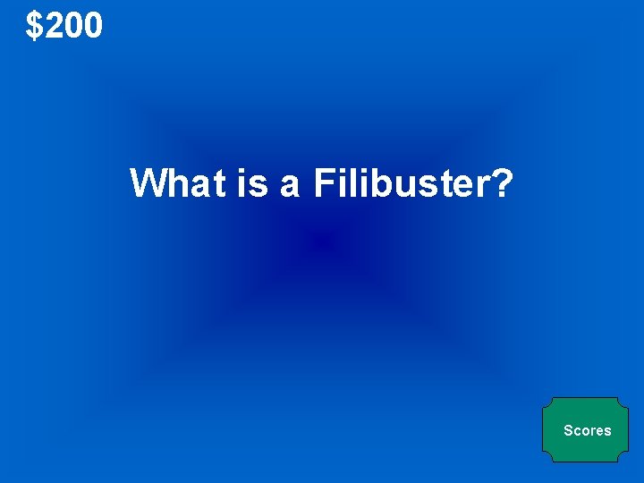 $200 What is a Filibuster? Scores 