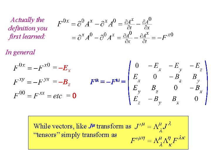 Actually the definition you first learned: In general = -Ex = -Bz Fik = Actually the definition you first learned: In general = -Ex = -Bz Fik =
