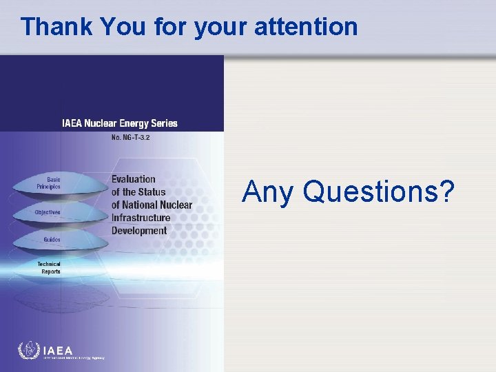 Thank You for your attention Any Questions? IAEA 