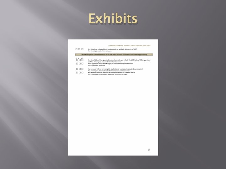 Exhibits Exhibits