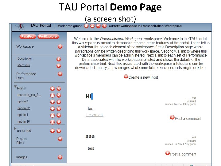 TAU Portal Demo Page (a screen shot) 