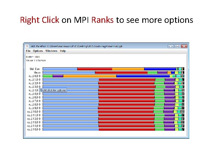 Right Click on MPI Ranks to see more options 