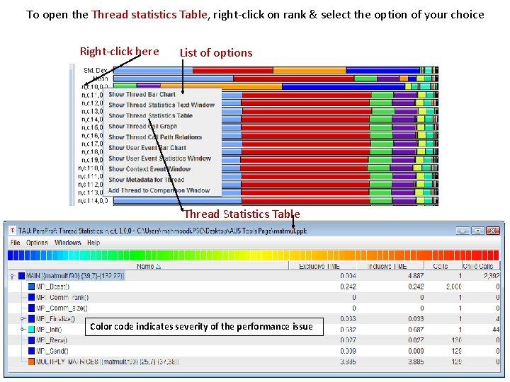 To open the Thread statistics Table, right-click on rank & select the option of